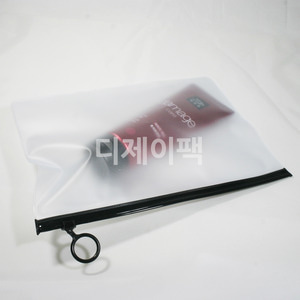 PVC지퍼백(슬라이드형) 26.5 x 18 (반투명) 검정 링 고리 100장